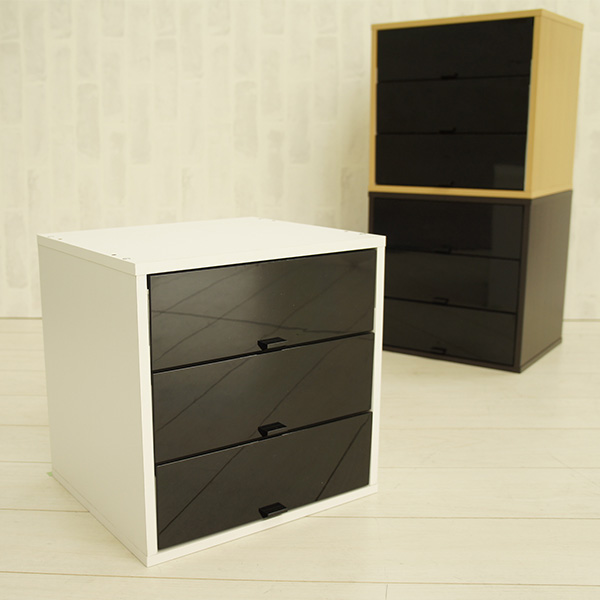 CUBE BOX α 3段黒引き出しタイプ 引き出し CUBE BOXα